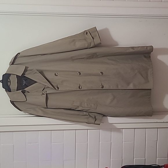 Botany 500 Double Breasted Faux Fur Lined Trench Coat w/Belt Men's Beige Vintage - Picture 2 of 10